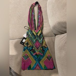 Fashion Nova Multi Color Sequins Dress (Juniors Size Medium )